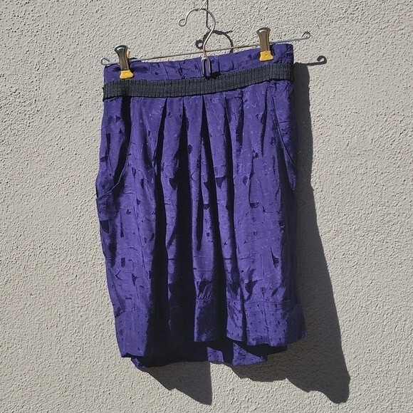 Staring at Stars navy / black pleat front damask patterned Mini Skirt Sm - Picture 1 of 7